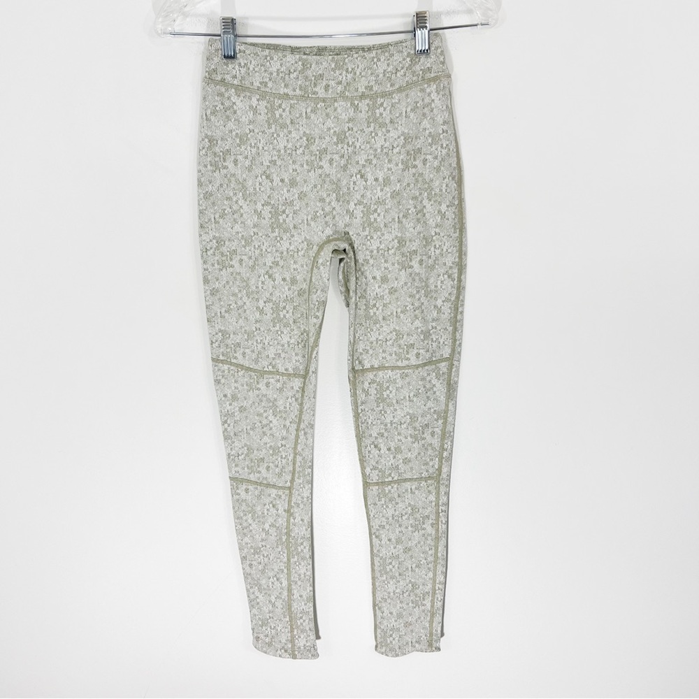 Gymshark Washed Khaki Fleur Textured High Rise Full Length Leggings